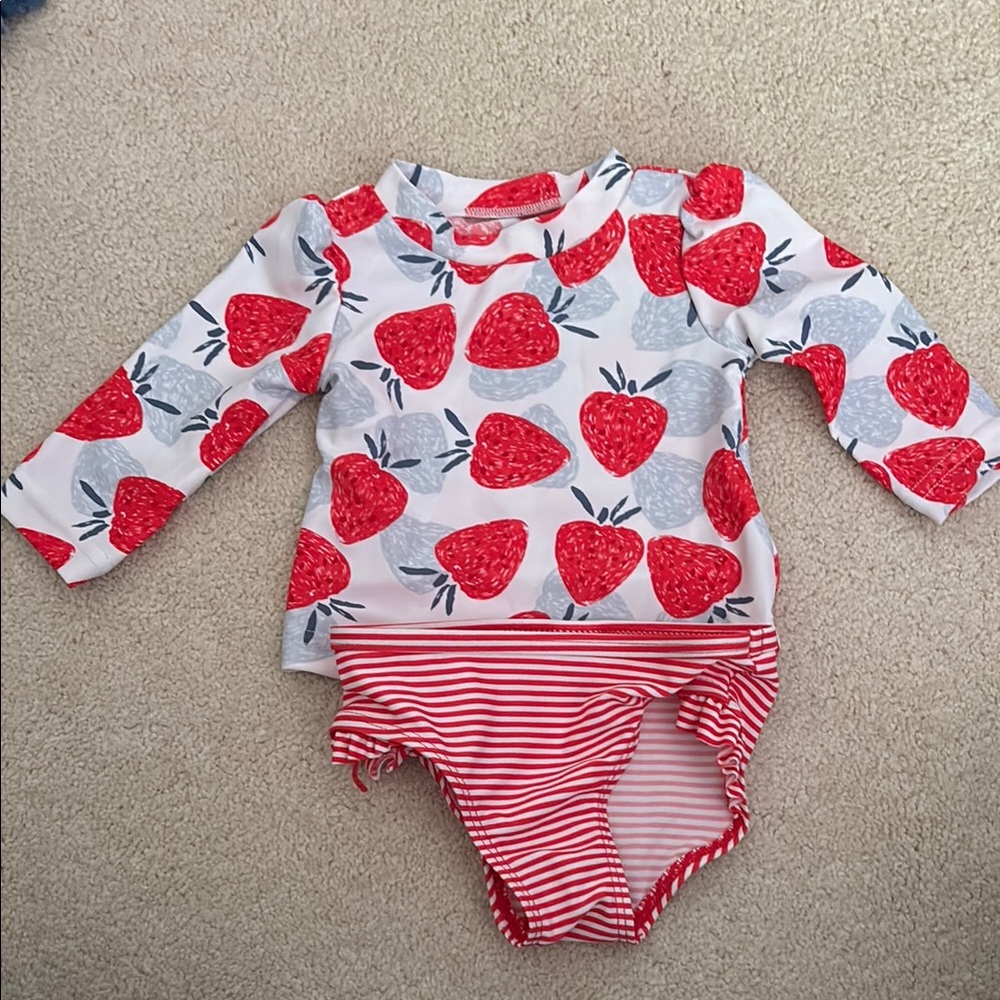 Carter's Red and White Rashguard Swim Set